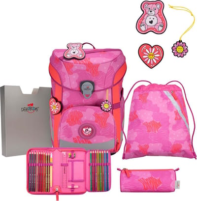 DerDieDas Schooltas ErgoFlex Easy Schulranzenset 5-delig Roses Paars
