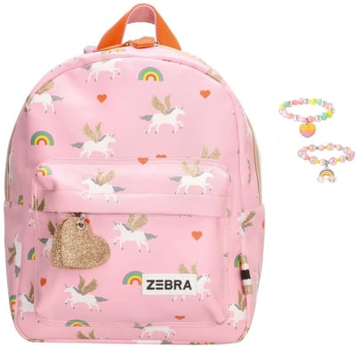 Zebra Rugzakje Unicorn Love, eenhoorn rugzakje - kinderrugtas, rugtas, kinderrugzak, schooltas + armbandje