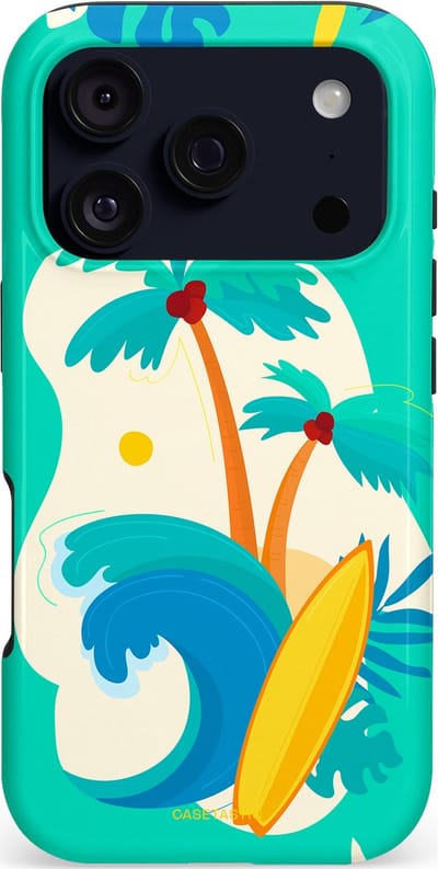 Casetastic hoesje geschikt voor Apple iPhone 17 Pro - MagSafe - Dubbellaagse bescherming - Golvennoot - Fashion Case - Turquoise Crème