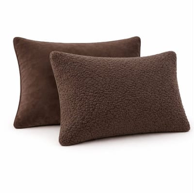 Sherpa Comfort Kussenslopen – Velvet & Sherpa – 2× 60×70 cm - Coffee Brown