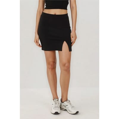 Elastische Taille Minirok met Split