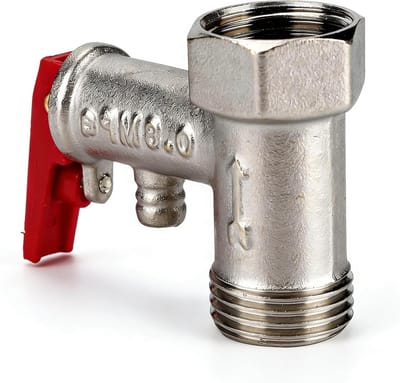 Veiligheidsventiel voor Waterverwarmers, 1/2" Messing, Drukverlagend Ventiel voor Badkamer, Keuken en Sanitair, 0.8Mpa, Mannelijk en Vrouwelijk Schroefdraad