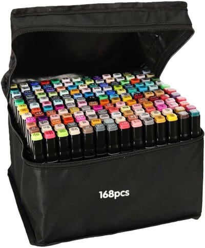 Markeerstiften - Dual-Tip Markers - Twinmarkers - Alcohol Markers - Kleurstiften - Stiften voor Volwassenen - Etui - 168 Stuks