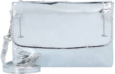 Gabor Schoudertas Avondtas Elissa Metallic Flap Bag Top Zip Metallic Silver Zilverkleurig