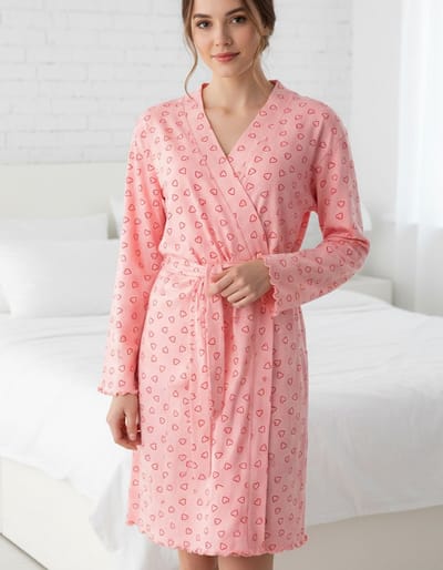 Tenderness Dames Badjas - Kamerjas - 100% Katoen - Roze - Maat S
