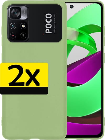 Hoesje - 2 Stuks - Geschikt voor Xiaomi Poco M4 Pro 5G - Sterk & Shockproof - Case Siliconen - Back Cover - Telefoon Hoes - Telefoonhoesjes - Groen