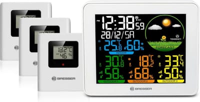 Draadloos Kleur Weerstation met 3 Buitensensoren voor Temperatuur en Vochtigheid