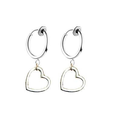 Klem oorringen- hart- zilverkleur- geen gaatje-Charme Bijoux
