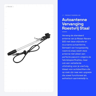 Dailygoods- Autoantenne Vervanging - Roestvrij Staal - Antenne Mast 32,5 cm - Antenne Houder - Perfecte Pasvorm - Weerbestendig - Radioantenne