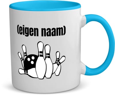 Akyol - bowlen kegels met eigen naam koffiemok - theemok - blauw - Bowlen - bowlers - iemand die houdt van bowlen - verjaardag - cadeau - kado - 350 ML inhoud