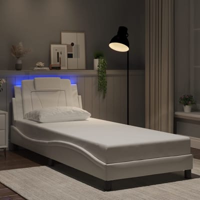 vidaXL - Bedframe - "Viana" - met - LED - zonder - matras - wit - 90x190 - cm