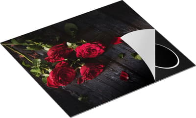 Chefcare Inductie Beschermer Rode Rozen op de Grond - 60x50 cm - Afdekplaat Inductie - Kookplaat Beschermer - Inductie Mat