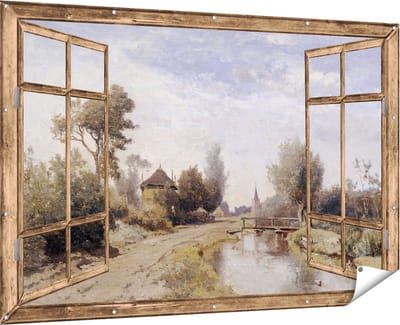 Gards Tuinposter Doorkijk Landschap bij Kortenhoef - Paul Joseph Constantin Gabriël - 180x120 cm - Tuindoek - Tuindecoratie - Wanddecoratie buiten - Tuinschilderij