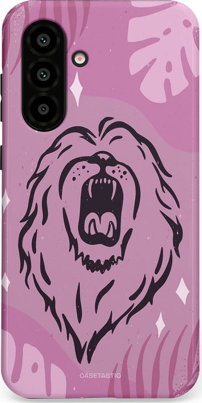 Casetastic hoesje geschikt voor Samsung Galaxy A36 / Samsung Galaxy A56 - Dubbellaagse bescherming - Trots en vurig - Fashion Case - Lila Lichtroze Donkergrijs