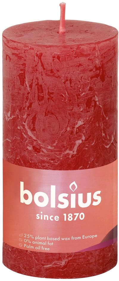 Bolsius Stompkaars Delicate Red Ø50 mm - Hoogte 10 cm - Rood - 30 branduren