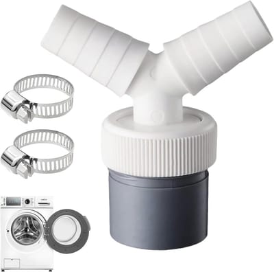 Dubbele Y-adapter voor afvoer met slangklem, aansluitingen van 18-24 mm en 40 mm buis, ideaal voor vaatwasser, wasmachine en droger (3 stuks)