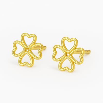 Klaver / Clover oorbellen | goud gekleurd
