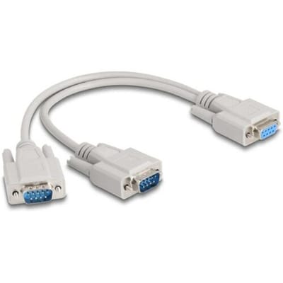 Delock 67160 VGA Adapter [1x D-sub bus 9-polig - 2x D-sub stekker 9-polig] Beige 0.30 m
