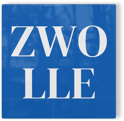 Tegeltje Zwolle - blauw wit - tegeltje stad - tegeltje met tekst