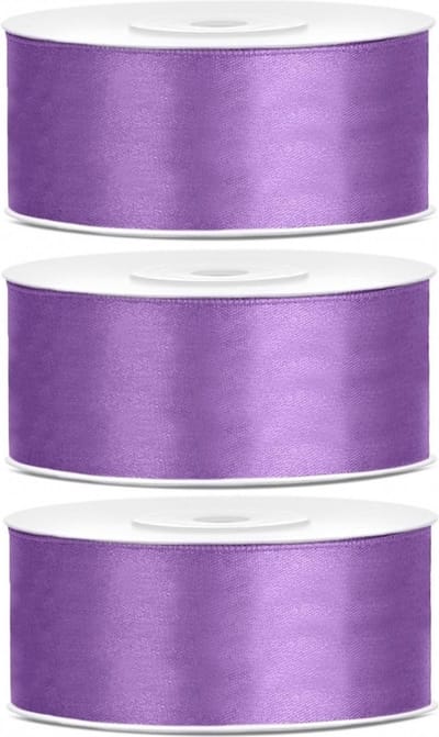 Satijn sierlint - 3x - lila paars - Hobby/decoratie cadeau lint - 2,5 cm x 25 meter