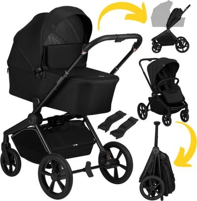 Lionelo Freya 2in1 Kinderwagen – Reiswieg & Wandelwagen – Vanaf Geboorte tot 22 kg – Premium Buggy - PU-Wielen met Vering – Voor- & Achterwaarts Zitje – UPF50+ Kap – Compleet Accessoiresysteem