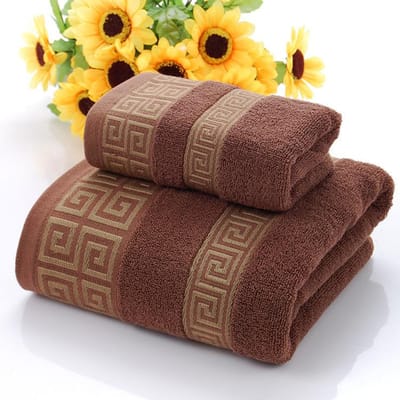 Ensemble 2 Pièces Noir Ensembles de Serviettes de Bain 100% Coton Brodé Serviette de Bain Cadeau de Noël Ensembles de Serviettes de Sport Usage Domestique Hôtel 2pcs set