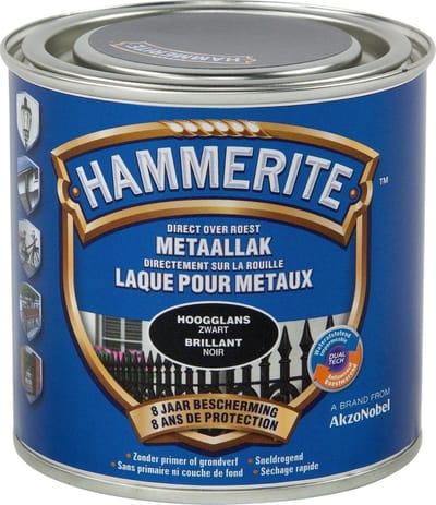 Hammerite Metaallak Hoogglans - Zwart - 250 ml - 10 m²/l - Afwerkingslaag
