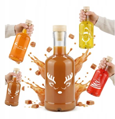 Bimberek - Glazen Fles Tadek 250ml - Kerst Ontwerp - Presentje - Luchtdichte Kurk