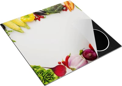 Chefcare Inductie Beschermer Groente op een Witte Achtergrond - Groentes - 78x78 cm - Afdekplaat Inductie - Kookplaat Beschermer - Inductie Mat