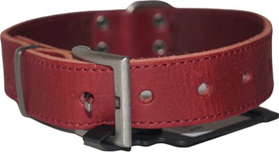 JACK AND VANILLA Vintage Hondenhalsband / Halsband - Italiaans Rundleder - Wijnrood - Breedte: 3 cm - Nekomtrek: 33 - 41 cm (GELIEVE ALVORENS BESTELLEN OPMETEN)