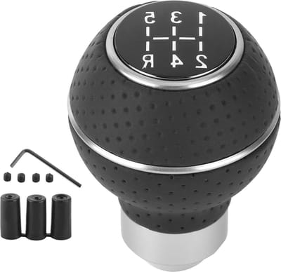 Pookknop Stick 5 versnellingen Aluminium en leer - Handgeschakelde auto Accessoire - Zwart auto accessoires