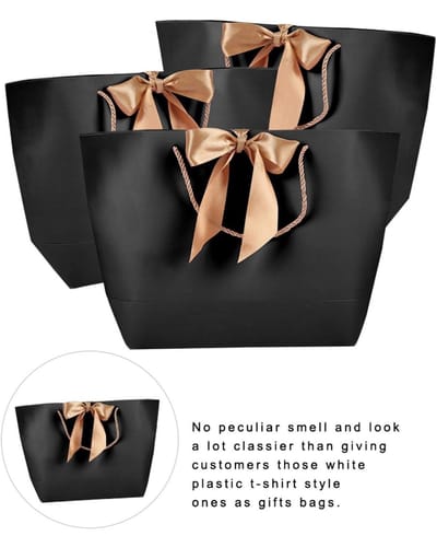 Dailygoods- Cadeauzakje 10 Stuks - Papieren Geschenkzakjes - Zwart/Goud - Diverse Afmetingen - Cosmetische Verpakking - Lichtgewicht - Geschenkzak