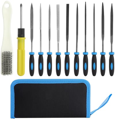 vijlenset 13-delig, sleutelvijl ronde vijl vijlenset mini vijlset voor houtvijl metaalvijl, vijlenset metaal met naaldvijlset en tas