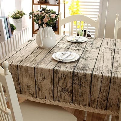 Tafelkleed Kunstmatige Schors Houtnerf Patroon Pastorale Stijl Hoes Wasbaar Tafelkleed Voor Theetafel 140 X 140CM