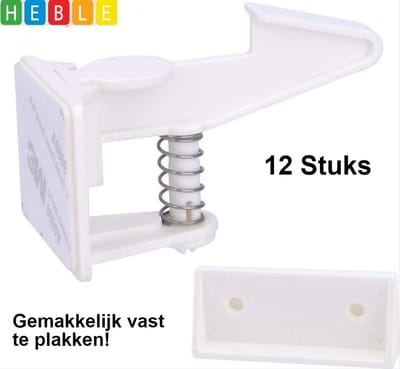 *** 12x Kinderslot Kastjes - Kinderslot - Baby Veiligheid - Deurslot - Ladeslot - Babyslot - Zelfklevend - van Heble® ***