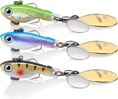 Thijox - Twee Manier Spinning Lepels System - Visserij Spinners voor Jigging - Hanenstaart Visaas met Flash Copper Lichaam en Blad - Zoetwater Crappie