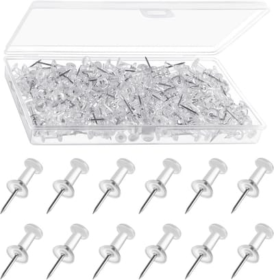 200 stuks transparante punaises met opbergtrommel