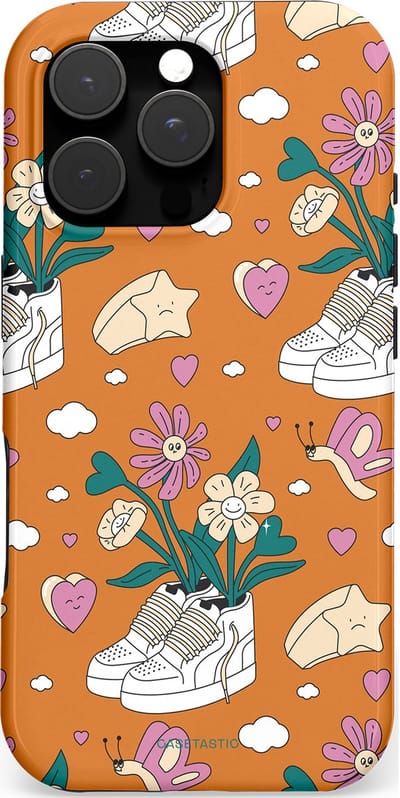 Casetastic hoesje geschikt voor Apple iPhone 16 Pro - MagSafe - Dubbellaagse bescherming - Hartentuin - Fashion Case - Terracotta Zand Lichtgrijs