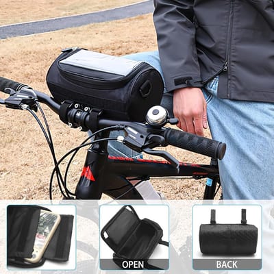 Waterdichte Fietstas voor het Stuur met Aanraakscherm, Verstelbare Schouderband en 3 Liter Capaciteit, Ideaal voor E-Bikes en Mobiele Telefoons