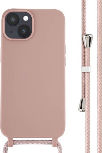 Hoesje met koord - Geschikt voor iPhone 11 Pro Silicone hoesje met koord - Back cover met koord - Cord Case - Roze