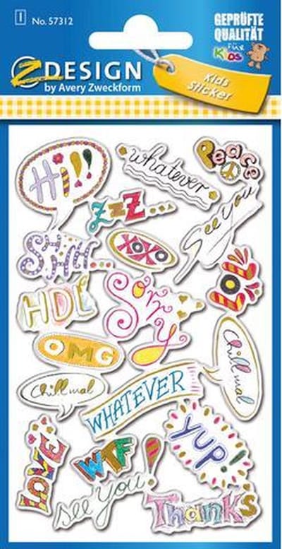 Avery Puffy etiket Z-design Kids pakje a 1 vel teksten