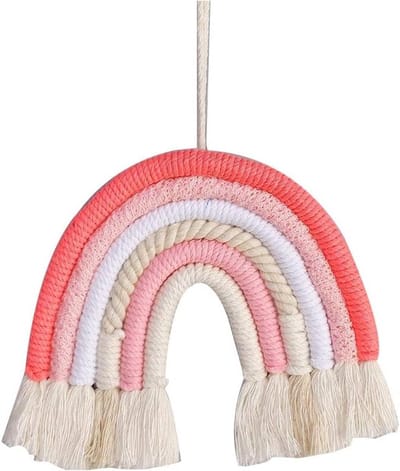 Macrame Woven Rainbow Wandkleed Bohemian Wanddecoratie, Handgemaakt Kleurrijk Tapestry voor Verjaardagsgeschenken, Speelkamer Decoratie en Creatieve Ruimte