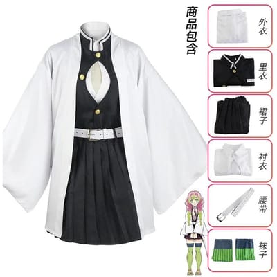 Anime Kanroji Mitsuri Cosplay Kostuum Yaiba Spel Volledige Set Volwassenen Kinderen Pruik Kimono Pak Feest Dames Uniform L