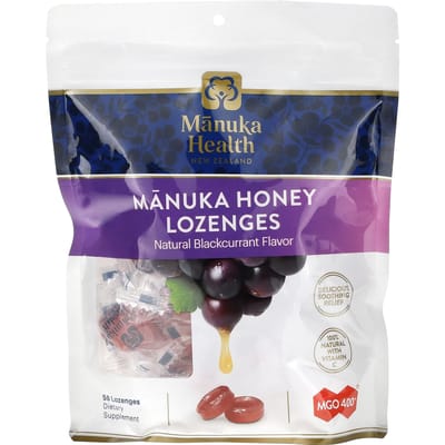 Manuka Honing Pastilles, Natuurlijke Zwarte Bes, Mgo 400+, Pastilles 58 Tabletten