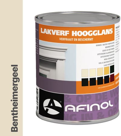Afinol Hoogglans Lakverf Bentheimergeel (G0.08.84) 750 ml - Lak - Houtlak - Houtverf - Voor Binnen en Buiten - geschikt voor hout, metaal en kunststof