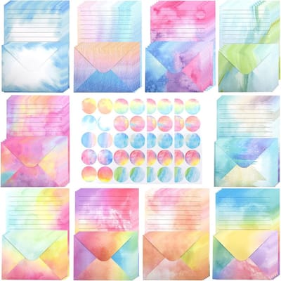 160 Stuks Kantoorartikelen Set met Enveloppen in 10 Kleuren, A5 Lined Papier, Waterverf Schrijfset voor Meisjes met Stickers en Enveloppen