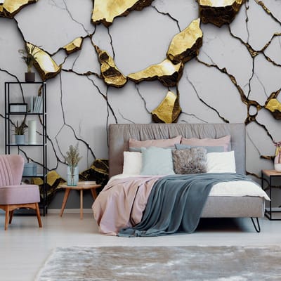 Fotobehang - Goud - Grijs - Structuur - Vliesbehang - (368 x 254 cm)
