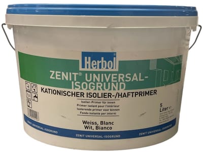 Herbol Zenit Universal Isogrund - Universele Isolerende watergedragen grondlaag voor binnen - muren, plafonds en hout - 5 L - Wit