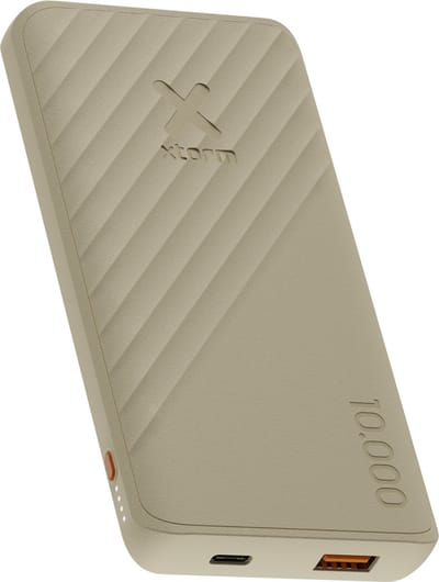 Xtorm Go2 Powerbank - 10.000 mAh - 1x USB-A, 1x USB-C - Krachtige powerbank - Snelle oplader Samsung en iPhone - Duurzame technologie - Clay - Noodpakket