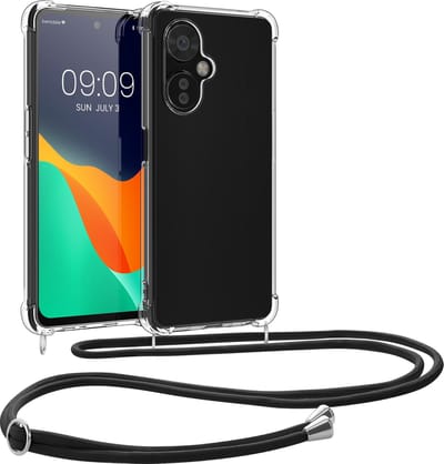 kwmobile telefoonhoesje geschikt voor OnePlus Nord CE 3 Lite 5G / Nord N30 5G - Hoesje met telefoonkoord - Back cover in transparant / zwart